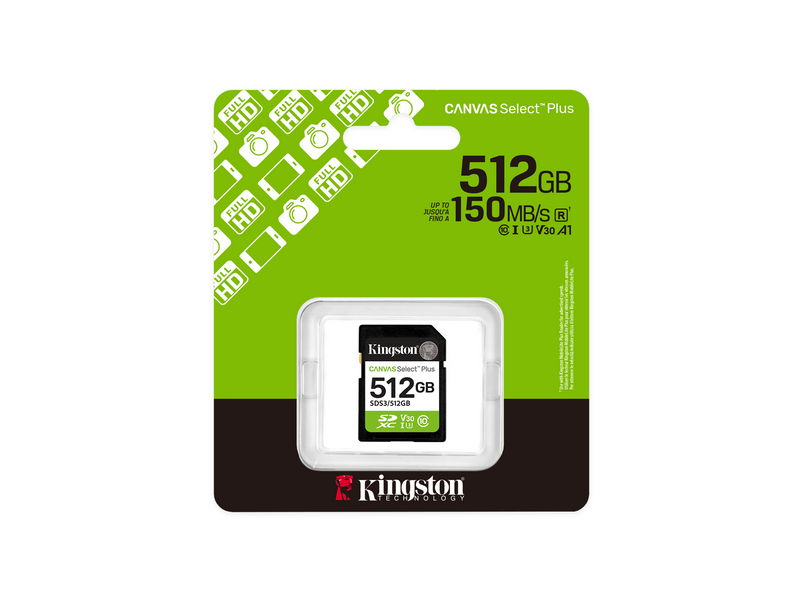 Kingston Canvas Select Plus Gen3 SDXC - 150MB/s - 512GB