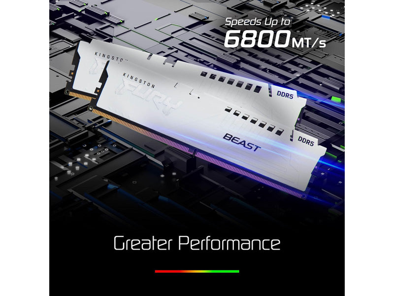 Kingston FURY Beast DDR5-6000 - 32GB - CL30 - Dual Channel (2 pcs) - AMD EXPO & Intel XMP - Weiß
