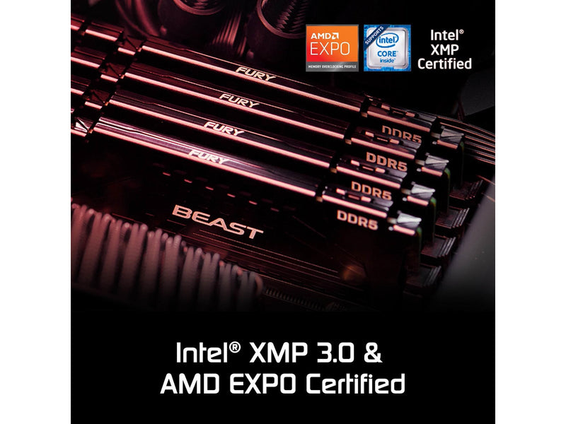 Kingston FURY Beast DDR5-6400 - 32GB - CL32 - Single Channel (1 pcs) - AMD EXPO & Intel XMP - Schwarz