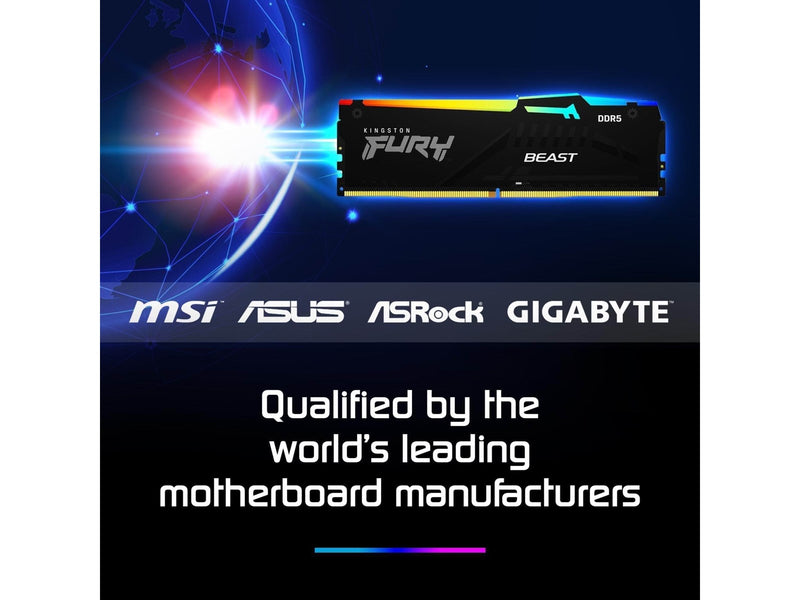 Kingston FURY Beast RGB DDR5-5600 - 16GB - CL40 - Single Channel (1 pcs) - Intel XMP - Schwarz mit RGB