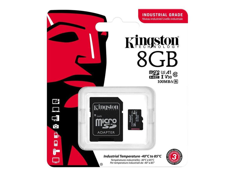 Kingston Industrial microSD/SD - 100MB/s - 8GB