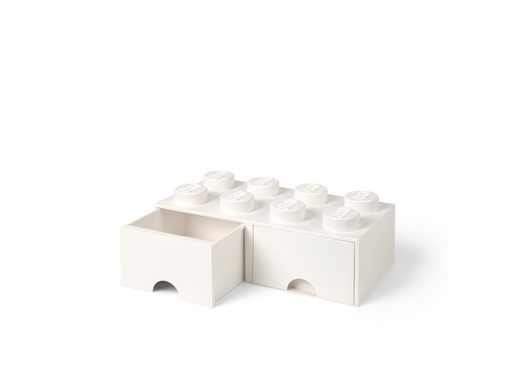 LEGO Schublade 8 Noppen, 2 Schubladen, weiss