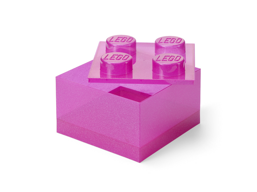 LEGO Storage Brick 4 Top Lid Glitter Medium Violet