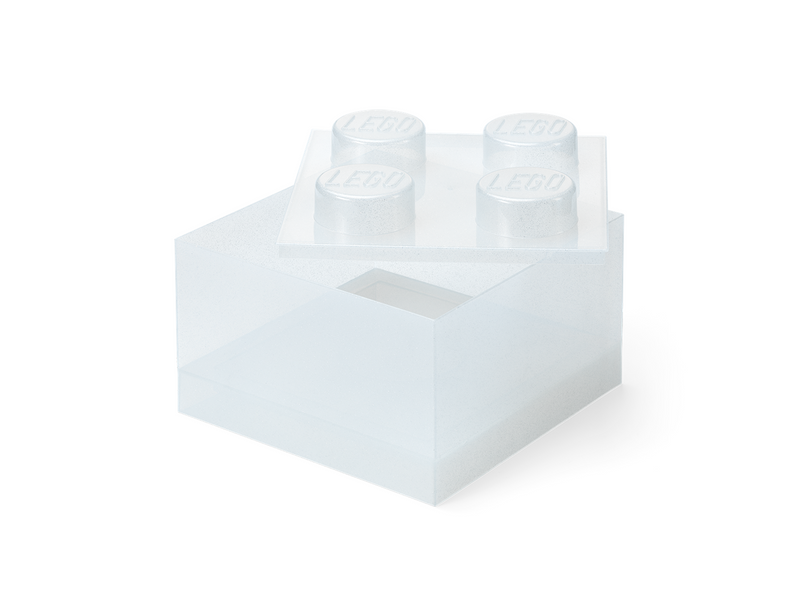 LEGO Storage Brick 4 Top Lid Glitter Translucent