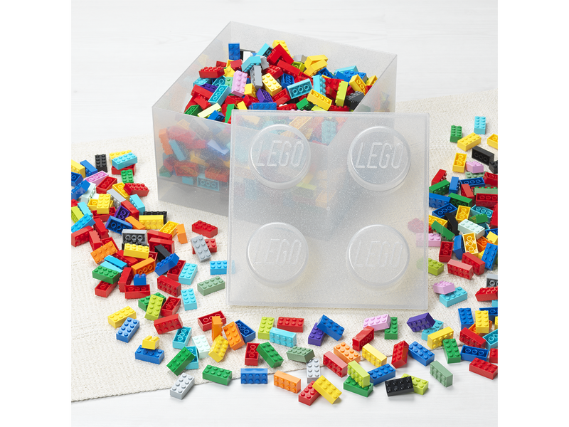 LEGO Storage Brick 4 Top Lid Glitter Translucent