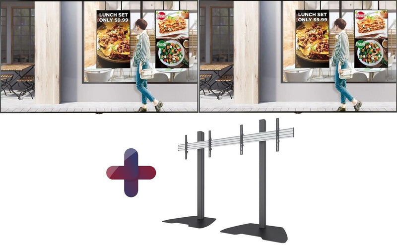 LG 2x 49XS2E-B Digital Signage Schaufenster Displays 124,5cm 49 Zoll + Neomounts NMPRO-S21 Dual Standfuß