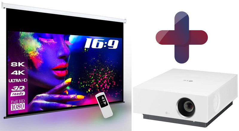 LG HU810PW Forte CineBeam Laser Heimkino Beamer 2700 ANSI Lumen + eSmart MIMOTO Motor Leinwand 254 cm 100 Zoll