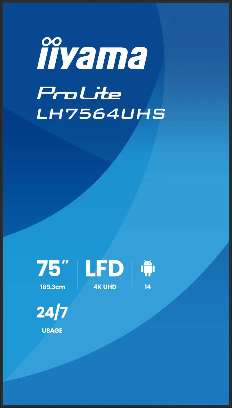 iiyama ProLite LH7564UHS-B1AG Signage Display 189,5 cm (75')