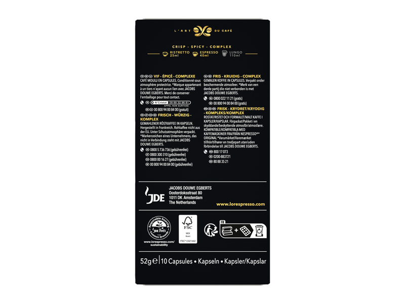 L'OR Capsules Espresso Ristretto - 10 pcs