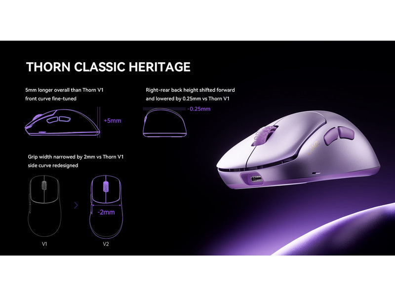 Lamzu Thorn V2 (Purple) - Gaming Maus (Lila)