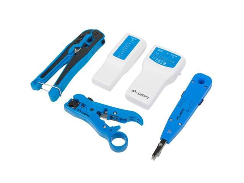 Lanberg NT-0302 Network Toolkit RJ45 RJ11 Cable Tester - Crimping Stripping LSA-Insertion Tool