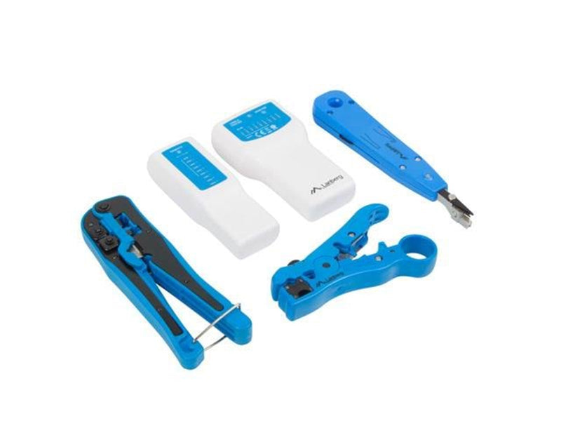 Lanberg NT-0302 Network Toolkit RJ45 RJ11 Cable Tester - Crimping Stripping LSA-Insertion Tool