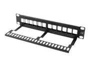 Lanberg PPKS-9112-B Patch Panel Blank 12-Port 1U with Organizer for Keystone Modules Black
