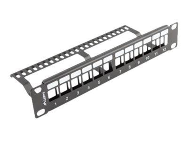Lanberg PPKS-9112-B Patch Panel Blank 12-Port 1U with Organizer for Keystone Modules Black