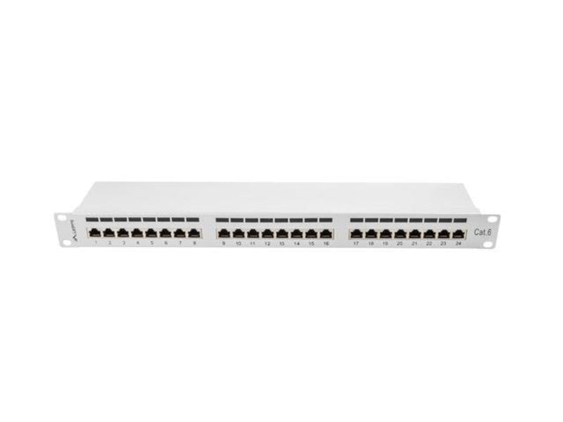 Lanberg PPS6-1024-S 24-Port Patch Panel 1U 19" Cat6 Shielded Grey RAL7035