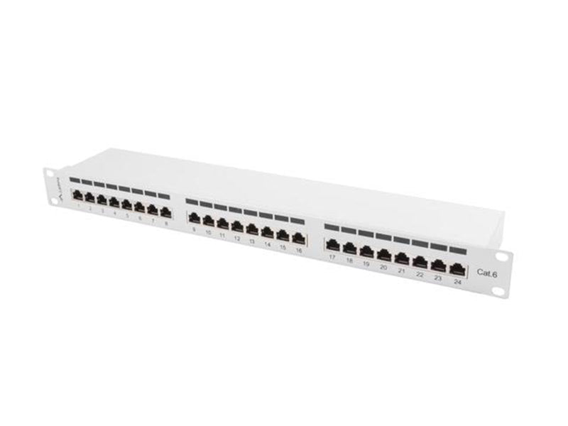 Lanberg PPS6-1024-S 24-Port Patch Panel 1U 19" Cat6 Shielded Grey RAL7035