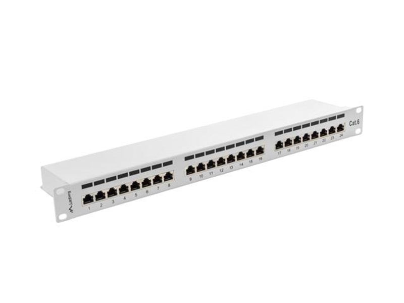 Lanberg PPS6-1024-S 24-Port Patch Panel 1U 19" Cat6 Shielded Grey RAL7035