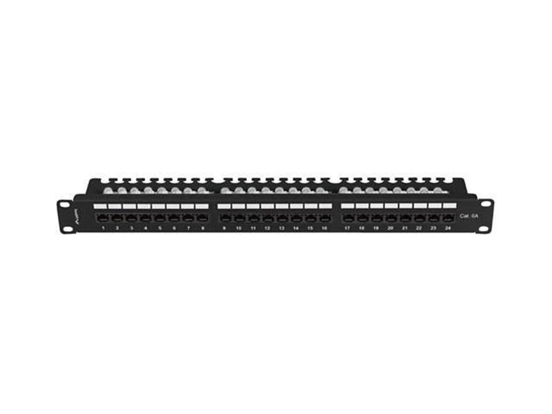 Lanberg Patch Panel 24-Port 1U 19" CAT.6A UTP w/ Cable Organizer Black