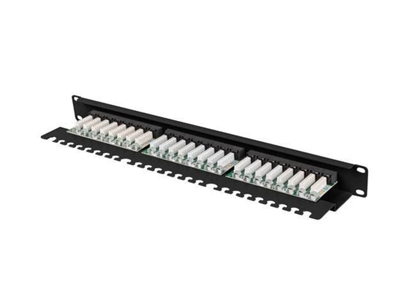 Lanberg Patch Panel 24-Port 1U 19" CAT.6A UTP w/ Cable Organizer Black