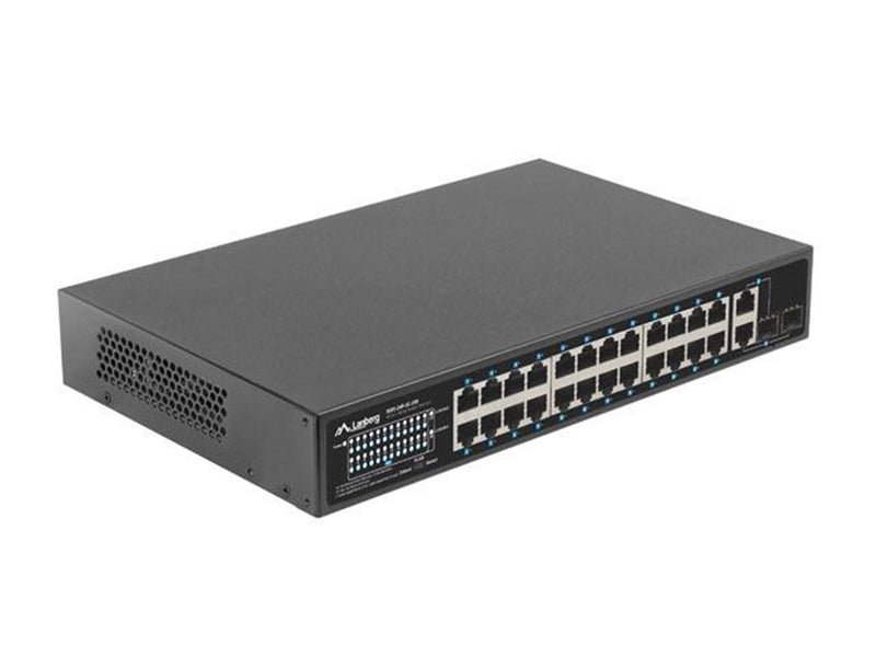 Lanberg Switch 24-Port 100MB PoE+ (250W) / 2x Gigabit Combo Uplink 19"