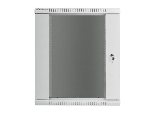 Lanberg WF01-6415-10S Rack Cabinet 19" Wall Mount 15U 600x450mm (Flat Pack) With Glass Door Grey RAL7035