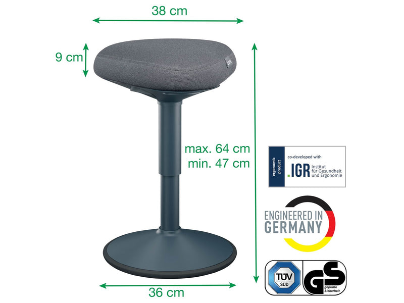 Leitz Ergo Active Sitzhocker mit Komfortsitz, Dunkelgrau