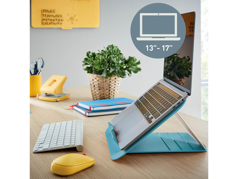 Leitz Ergo Cosy Höhenverstellbarer Laptopständer, 80% Recycelter Kunststoff, Sanftes Blau