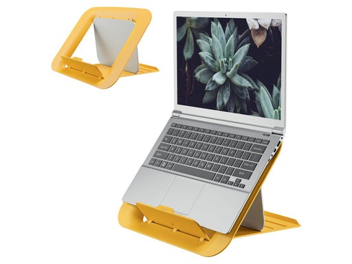 Leitz Ergo Cosy Höhenverstellbarer Laptopständer, 80% Recycelter Kunststoff, Warmes Gelb