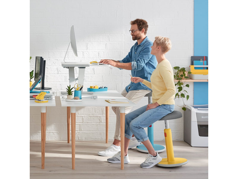 Leitz Ergo Cosy Höhenverstellbarer Sitz-/Steh-Schreibtischaufsatz mit ausziehbarer Tastaturablage