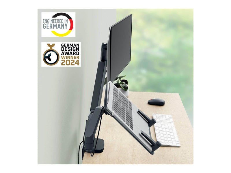 Leitz Ergo Platzsparender Dual Monitorarm mit Laptophalterung