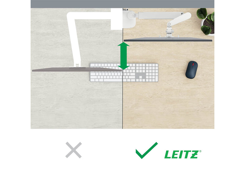 Leitz  Ergo Platzsparender Dual Monitorarm mit Laptophalterung, Grau