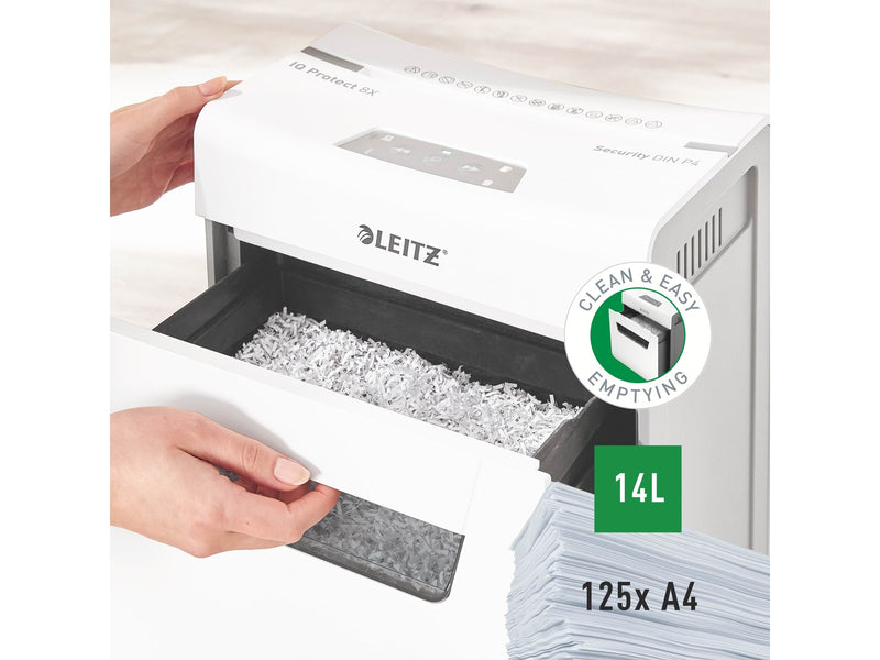 Leitz IQ 8X Protect Premium Aktenvernichter, Partikelschnitt, P4, 8 Blatt
