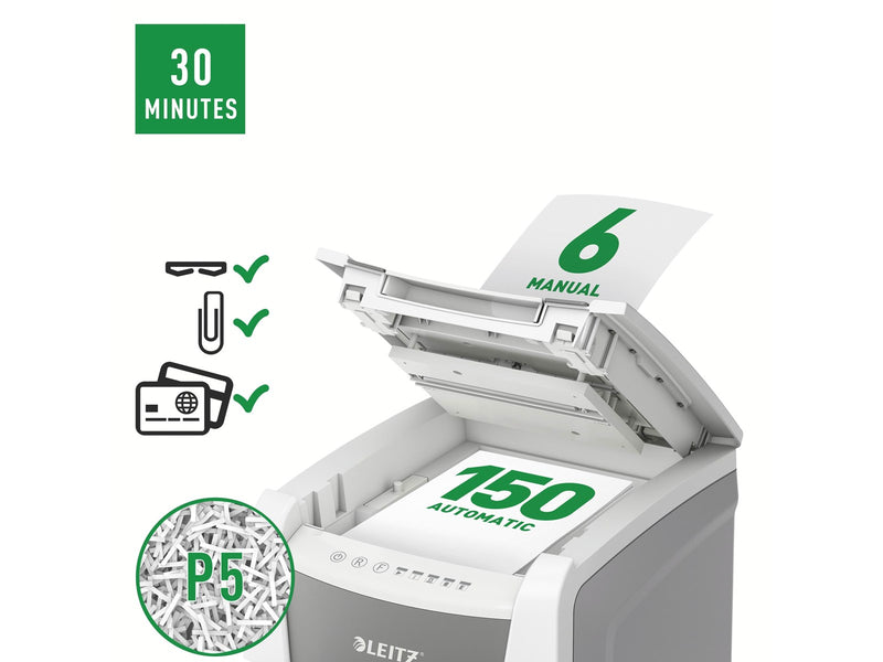 Leitz IQ Autofeed Office 150 Automatischer Aktenvernichter Mikroschnitt, P5