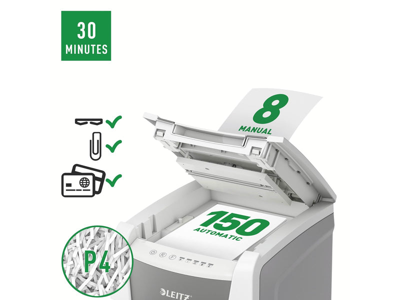 Leitz IQ Autofeed Office 150 Automatischer Aktenvernichter Partikelschnitt, P4