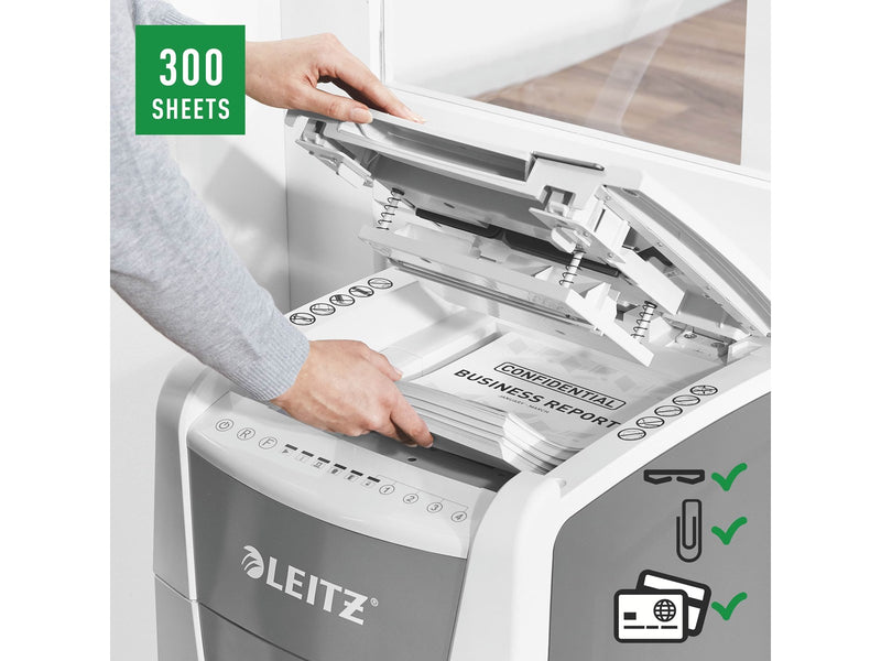 Leitz IQ Autofeed Office 300 Automatischer Aktenvernichter Partikelschnitt, P4