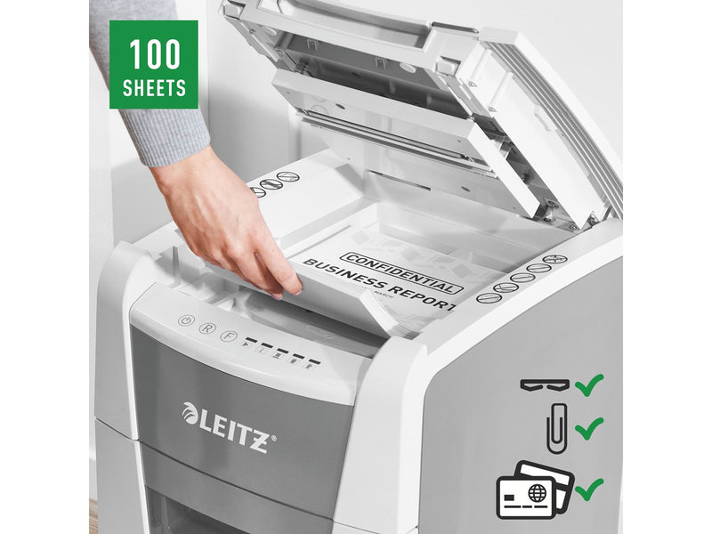 Leitz IQ Autofeed Small Office 100 Automatischer Aktenvernichter Partikelschnitt, P4