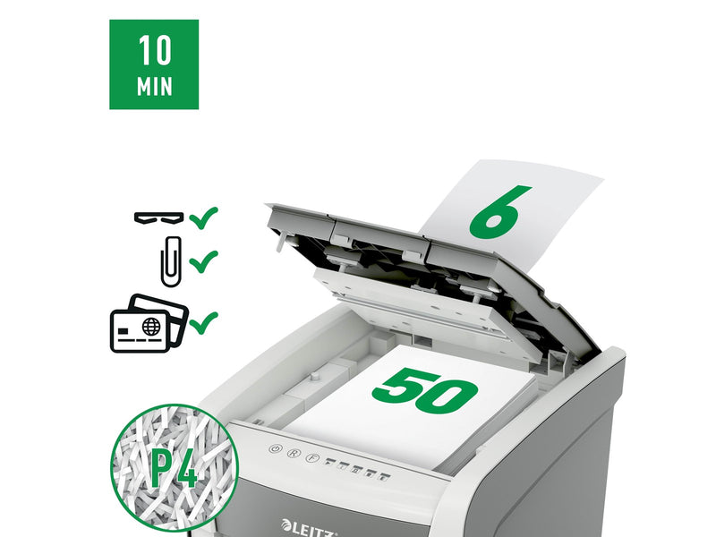 Leitz IQ Autofeed Small Office 50 Automatischer Aktenvernichter P4
