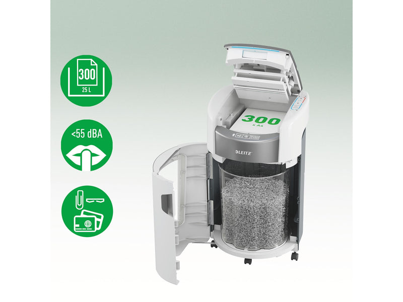 Leitz IQ OptiMax Autofeed Office 300 Mikroschnitt Aktenvernichter P-5