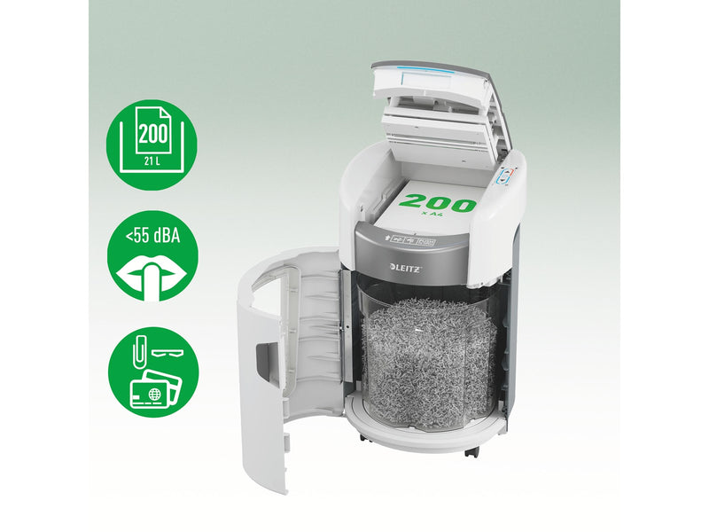 Leitz IQ OptiMax Autofeed Small Office 200 Partikelschnitt Aktenvernichter P-4