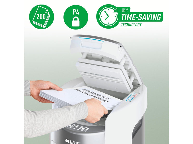 Leitz IQ OptiMax Autofeed Small Office 200 Partikelschnitt Aktenvernichter P-4