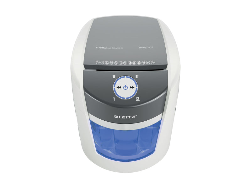 Leitz IQ OptiMax Small Office 350 Mikroschnitt Aktenvernichter Sicherheitsstufe P-5 22L - Weiß