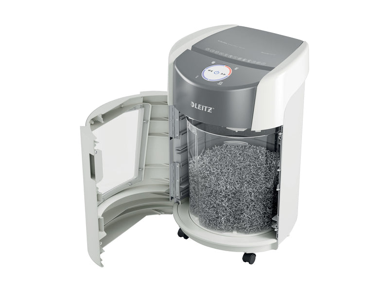 Leitz IQ OptiMax Small Office 350 Mikroschnitt Aktenvernichter Sicherheitsstufe P-5 22L - Weiß