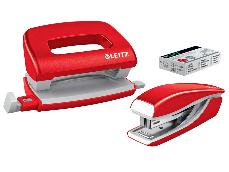 Leitz  NeXXt WOW Set Mini-Heftgerät und -Locher Rot