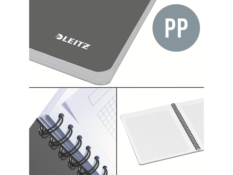 Leitz Office Collegeblock A5 kariert, spiralgebunden mit PP-Einband, blau