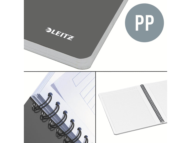 Leitz Office Collegeblock A5 liniert, spiralgebunden mit PP-Einband, grau