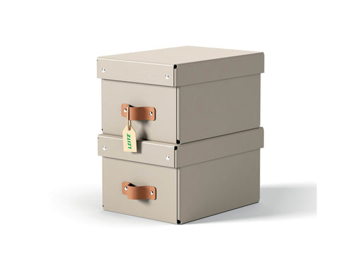 Leitz  Puro Aufbewahrungsbox mit Deckel, klein, 7L, 100% Recyclingkarton, 2er-Pack, Beige