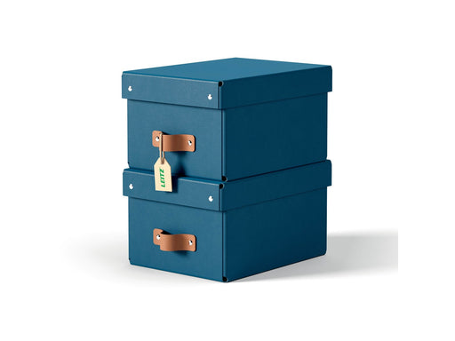 Leitz  Puro Aufbewahrungsbox mit Deckel, klein, 7L, 100% Recyclingkarton, 2er-Pack, Dunkelblau