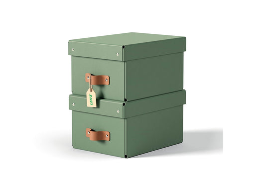Leitz  Puro Aufbewahrungsbox mit Deckel, klein, 7L, 100% Recyclingkarton, 2er-Pack, Grün