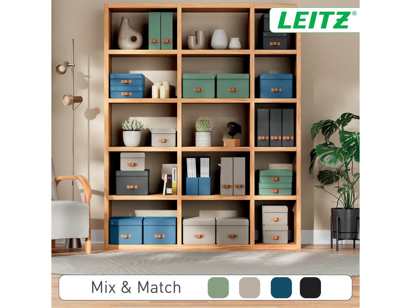 Leitz  Puro Aufbewahrungsbox mit Deckel, klein, 7L, 100% Recyclingkarton, 2er-Pack, Schwartz