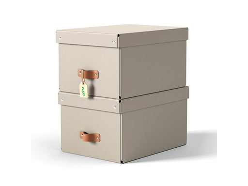Leitz  Puro Aufbewahrungsbox mit Deckel, mittel, 17L, 100% recycelter Karton, 2er-Pack, Beige